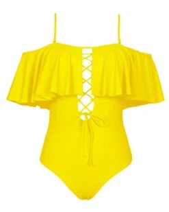 Sexy Removable Strap Lace-Up One Piece Bathing Suit-Neon Yellow -Bikini Beach Shop 313 3UCmCgL