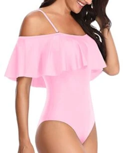 Women's One Piece Flounce Bathing Suit-Light Pink -Bikini Beach Shop 314MFK2WRnL 515fc332 b675 44a8 bb9f fdf24ae5d020