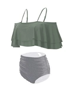 Adjustable Strap Off Shoulder Two Piece Swimwear-Navy Blue -Bikini Beach Shop 3180NAKB3AL