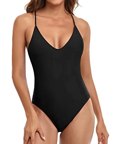 Women's Cross Back Swimwear Sexy One Piece Swimsuits-Black 1 Women's Cross Back Swimwear Sexy One Piece Swimsuits-Black