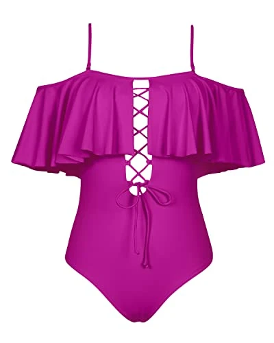 Off-The-Shoulder Strapless Swimwear For Girls-Hot Pink 3 Off-The-Shoulder Strapless Swimwear For Girls-Hot Pink - Image 3