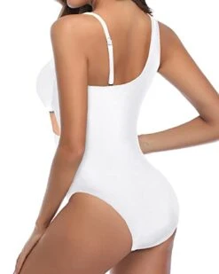 Women One Shoulder One Piece Mesh Tummy Control Swimsuits-White 6 Women One Shoulder One Piece Mesh Tummy Control Swimsuits-White -Bikini Beach Shop 31HZ8AaHVJL 5aab5520 374d 442c 811c dc8f8f53110d