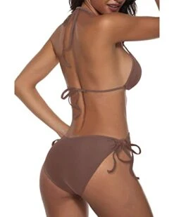 Halter Padded Top Tie Side Bottom Triangle Push Up Bikini-Light Brown -Bikini Beach Shop 31KJbJCzCYL 354b5e93 f483 4573 b50e 73fcf7218941