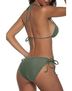 Halter Padded Top Tie Side Triangle Bikini Sets For Women-Olive Green -Bikini Beach Shop 31T3zNsQmpL b6c792f0 340a 4915 9e4c fdab2eedb0b3