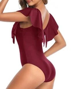 Modest Coverage Flounce Sleeve V Neck One Piece Swimsuit-Maroon -Bikini Beach Shop 31Ux3AWVXTL c507b0b2 1f3c 44f9 a860 b9b6275c2d28