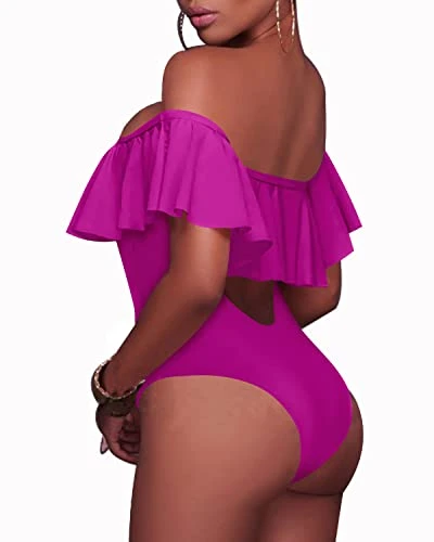 Off-The-Shoulder Strapless Swimwear For Girls-Hot Pink 2 Off-The-Shoulder Strapless Swimwear For Girls-Hot Pink - Image 2