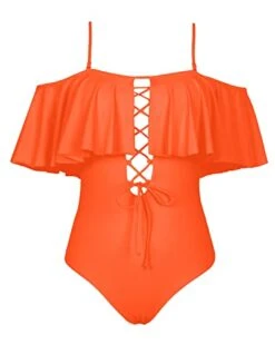 Gorgeous Removable Strap Off The Shoulder One Piece Swimsuit For Juniors-Neon Orange -Bikini Beach Shop 31f8eTnS NL