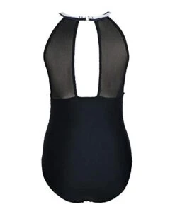 Alluring High Neck Mesh Women's Bathing Suit-Black And White Stripe -Bikini Beach Shop 31ganXyGIdL 79e3245f a7f3 46c5 8a49 722aba08a81c