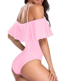 Women's One Piece Flounce Bathing Suit-Light Pink -Bikini Beach Shop 31hn5n7gGzL f3b35305 113d 47e4 8f1c 4fa4bf541417