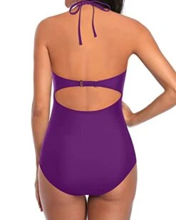 Women's Halter Plunge V-Neck Monokini One Piece Swimsuit-Purple 7 Women's Halter Plunge V-Neck Monokini One Piece Swimsuit-Purple -Bikini Beach Shop 31nKZoNNSmL