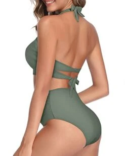 Trendy High Waist Swimsuit Two Piece Halter Bikini For Women-Army Green -Bikini Beach Shop 31nUa83PpQL 789a17d2 cacc 4bf6 94e0 66e374518d04