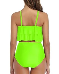 Two Piece Ruffle Bikini Removable Padded Cups-Neon Green -Bikini Beach Shop 31v1qG52zHL