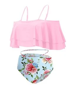 Attractive Side Hollow Out High Waisted Bikini Set Swimsuit-Light Pink Floral 6 Attractive Side Hollow Out High Waisted Bikini Set Swimsuit-Light Pink Floral -Bikini Beach Shop 31yD5oCR6QL