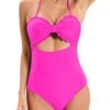 High Waisted Full Coverage Ruched Bikini Bottoms For Women-Neon Pink