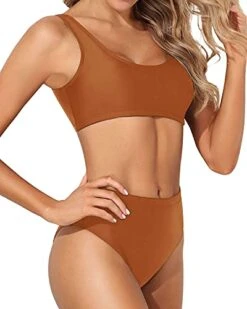 Removable Padded Swimsuit Two Piece Scoop Neck Bikini For Women-Brown -Bikini Beach Shop 410Vv8jaXAL 149bf341 3833 44b8 87a3 c2a4b8ae17c4