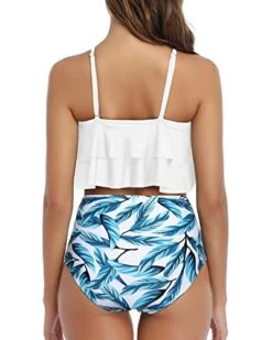 Flirty Ruffle High Waisted Ruched Women's 2 Piece Bikini Set-White Leaf 7 Flirty Ruffle High Waisted Ruched Women's 2 Piece Bikini Set-White Leaf -Bikini Beach Shop 410bgHfnxZL 4fdf82da 1c7c 4138 bca9 1992896688b2