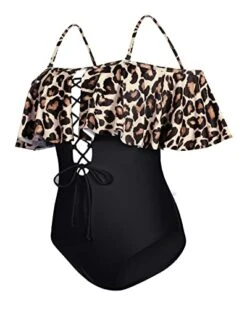 Trendy Strapless Off The Shoulder One Piece Swimsuit For Teens-Black And Leopard 7 Trendy Strapless Off The Shoulder One Piece Swimsuit For Teens-Black And Leopard -Bikini Beach Shop 410wVPEMfGL