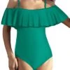 Adjustable Strapless Flounce Ruffled Swimsuit For Girls And Women-Teal