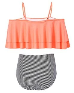 Elegant High Waisted Bikini Set Swimsuit Tummy Control-Coral Pink Stripe 6 Elegant High Waisted Bikini Set Swimsuit Tummy Control-Coral Pink Stripe -Bikini Beach Shop 411896ISvwL 5b264610 df85 4cf7 8cad 489290b852d9