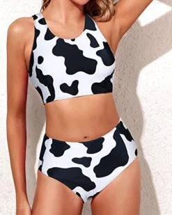 Sporty High Waisted Two Piece Swimsuit For Teen Girls-Cow Print -Bikini Beach Shop 411LL KXFnL 8b8e843c b99f 4330 b284 81553d35309f