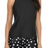 3 Piece Tankini Set High Neck Swimwear Shorts-Black Dot