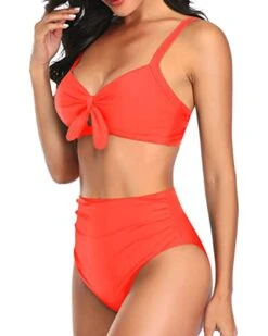 High Waisted Bathing Suit Tummy Control Ruched Bikini-Neon Orange -Bikini Beach Shop 412yU6bgOeL ca168199 9abb 446f b750 6cf02f277949