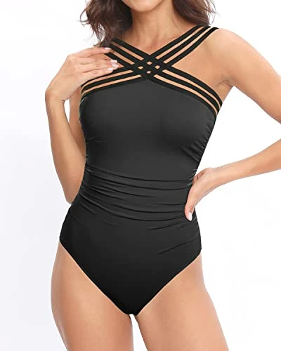 Sexy Crisscross Mesh Strap One Piece Swimwear For Women-Black 4 Sexy Crisscross Mesh Strap One Piece Swimwear For Women-Black - Image 4