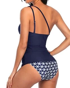 Stylish One Shoulder Tankini Set Swim Shorts For Women-Navy Blue Tribal -Bikini Beach Shop 413LC5rg2SL e6dfea61 8ecc 4e65 bc84 a9dc831b18da