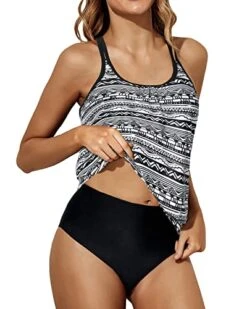 Flattering Scoop Neck Tankini Swimsuit For Women-Black Tribal -Bikini Beach Shop 413Z4 bldcL 749bf050 2d04 4f2b ba93 006884d8d676