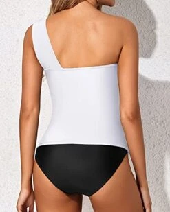 Women's Tankini One Shoulder Top & Slim Fit Shorts-White -Bikini Beach Shop 413Za4AFPxL 4dce91b6 9076 4aa0 a54b f17a4b038719