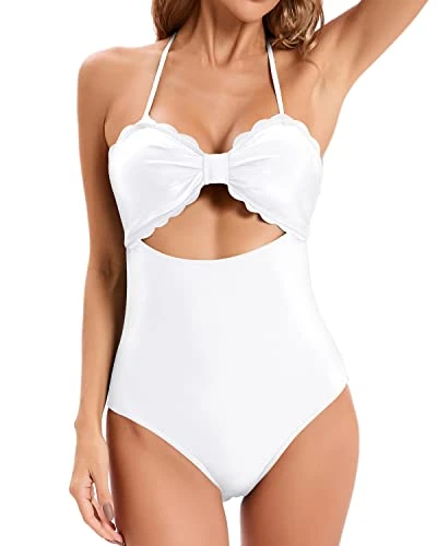 Women's Tummy Control High Waisted Ruched Swim Shorts Bottom-White 1 Women's Tummy Control High Waisted Ruched Swim Shorts Bottom-White