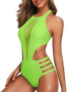 Slimming Black Cutout One Piece Swimsuit For Women-Neon Green 6 Slimming Black Cutout One Piece Swimsuit For Women-Neon Green -Bikini Beach Shop 414WZKl6WZL
