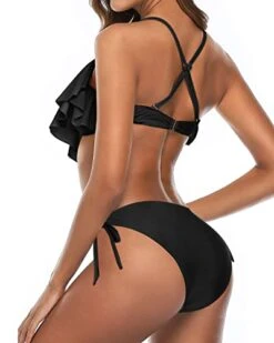 Cross Back Bathing Suit Two Piece Flounce Bikini-Black -Bikini Beach Shop 414f2WLUSnL 689496a9 d1e2 485c 8355 52fae49db3f2