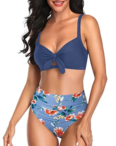 Swimming Pool Two Piece Swimwear For Women Bathing Suits Bikini-Blue Flowers 1 Swimming Pool Two Piece Swimwear For Women Bathing Suits Bikini-Blue Flowers