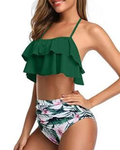 Feminine Tiered Ruffle Two Piece Swimsuit For Juniors And Teens-Green Tropical Floral -Bikini Beach Shop 415YEhKUN3L 71c58506 c985 438b b4d4 4b92ef4dc91d