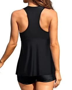 Tummy Slimming Swimming Suit & Racerback Top-Black -Bikini Beach Shop 415i6kB4u2L