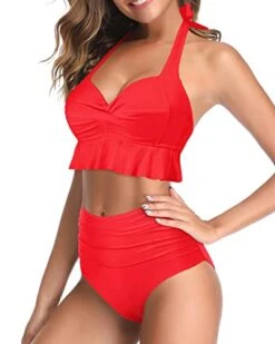 Adjustable Backless Bathing Suits Womens Tummy Control Swimsuits-Neon Red -Bikini Beach Shop 415t4Oqak7L