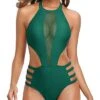 Sultry Backless Design Sexy One Piece Bathing Suit For Women-Emerald Green