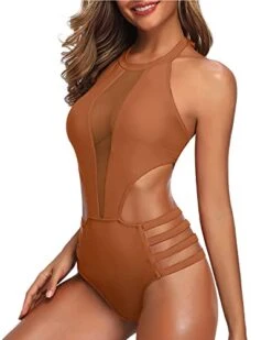 Slimming And Glamorous Sexy One Piece Bathing Suit For Women-Brown -Bikini Beach Shop 417Eak0siAL 3f76f442 fbdb 41d2 b80d fa8f8fbddcb4