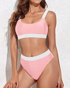 Women Removable Padded Bra Swimsuits Sporty Scoop Neck Bikini-Pink White 7 Women Removable Padded Bra Swimsuits Sporty Scoop Neck Bikini-Pink White -Bikini Beach Shop 417vKtPCKML 32eb682e 9f04 42d7 84b1 3b7eca747de0
