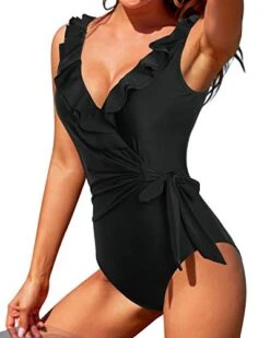 Flattering High Waisted Ruffle V Neck One Piece Swimsuits-Black -Bikini Beach Shop 417y1z3VTXL c22bb33d 8f11 4cb3 be6b d8fc74faa641