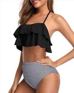 Flattering Ruffle Halter Bikini Set Tummy Control Bottoms For Women-Black Stripe 6 Flattering Ruffle Halter Bikini Set Tummy Control Bottoms For Women-Black Stripe -Bikini Beach Shop 418qXqeYbIL f9e0ccee 1051 4953 8446 d38a51d6ccc5