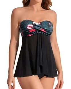Stylish Two Piece Swimwear Halter Bandeau Flyaway Tankini For Women