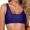 Soft Padded Sports Bra Bathing Suit Top For Women-Navy Blue