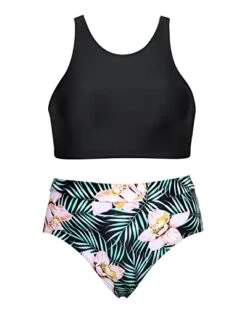 Women Adjustable Strap Removable Padded Bra Bikini Set-Black Floral -Bikini Beach Shop 4192I8eF2uL