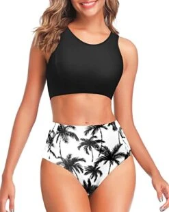 Sporty Two Piece Bikini Set For Teen Girls High Waisted Swimsuits