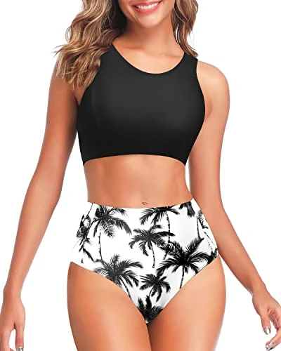 Sporty Two Piece Bikini Set For Teen Girls High Waisted Swimsuits 1 Sporty Two Piece Bikini Set For Teen Girls High Waisted Swimsuits