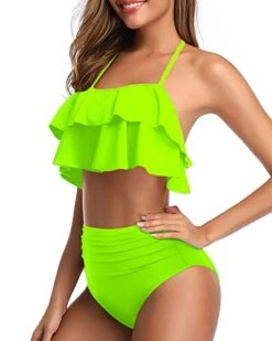 Glamorous High Waisted Bikini Set Tiered Ruffles For Women-Neon Green -Bikini Beach Shop 41BNM1Pa1SL 802a6505 ef6e 4e4d ae96 2f84b5198b30
