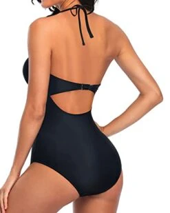 Slimming Silhouette Backless One Piece Swimsuit-Black -Bikini Beach Shop 41BtXkrpmIL