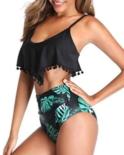 Scoop Neckline Padded Bras High Waisted Bikini-Black Leaf -Bikini Beach Shop 41By6NbQUuL 458279ac 1cfa 4edb bc0c 6ec205054262
